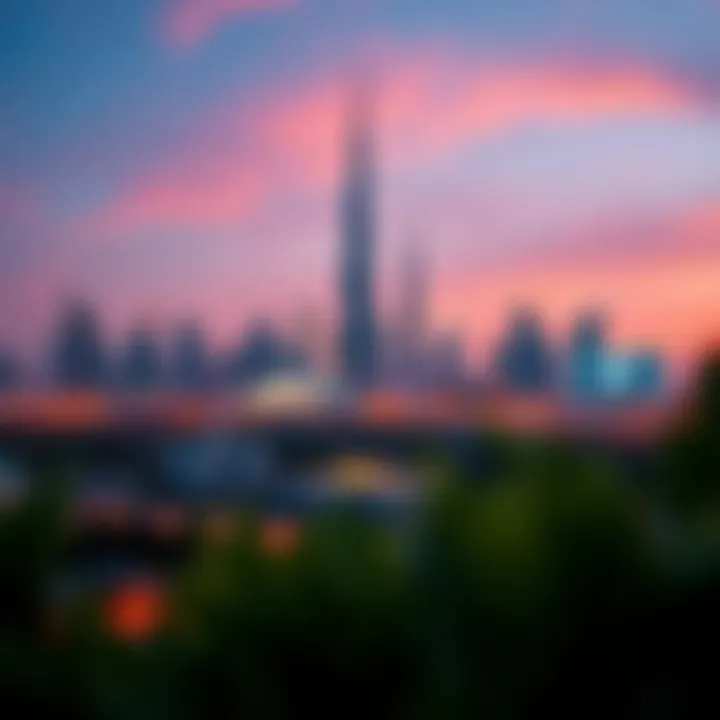 Skyline of Dubai: A Holiday Spectacle Luxurious skyline view of Dubai during the holiday season