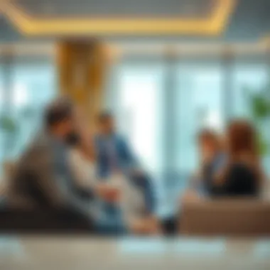 Client Engagement at Luxfolio Luxfolio team engaging with clients in a professional setting