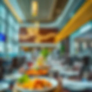 Elegant dining setting with various cuisine options at Marina Mall