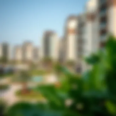 Luxurious residential units surrounded by lush greenery in the city