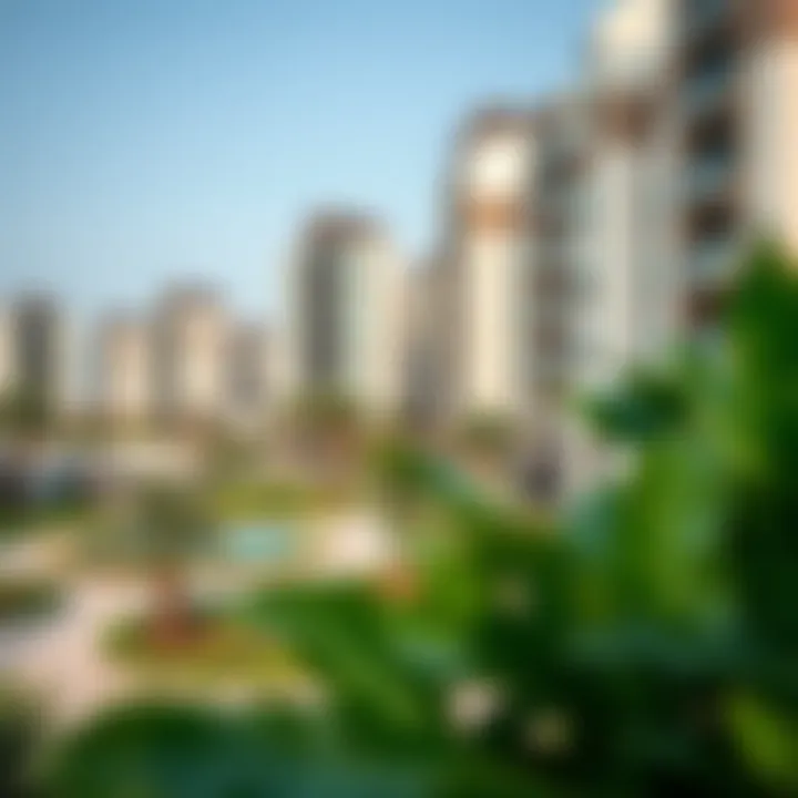 Luxurious residential units surrounded by lush greenery in the city