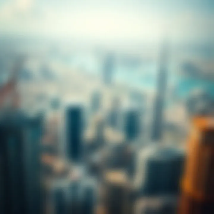 Aerial view of Dubai skyline showcasing iconic buildings