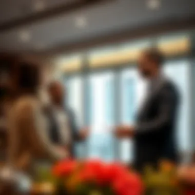 Real estate agent discussing property options with clients