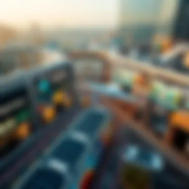 Aerial Perspective of Dubai Mall and Salik Access Aerial view of Dubai Mall showcasing Salik road access