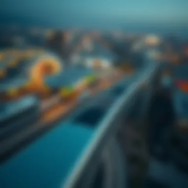 Aerial view of Dubai metro station