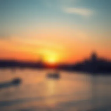 Sunset over the Danube: A Skyline of Elegance A stunning view of the Danube River at sunset showcasing the vibrant skyline.