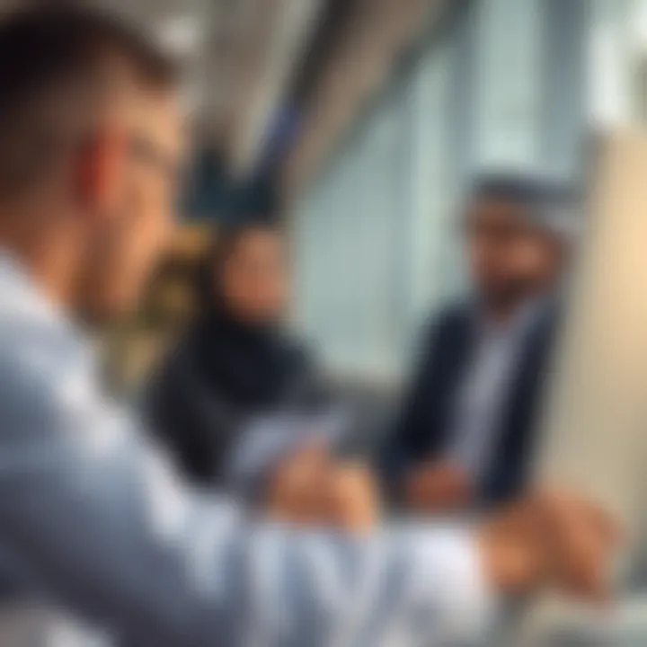 A professional broker discussing property options with clients