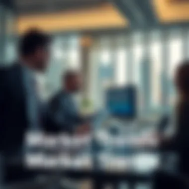 A modern office setting with brokers analyzing market trends