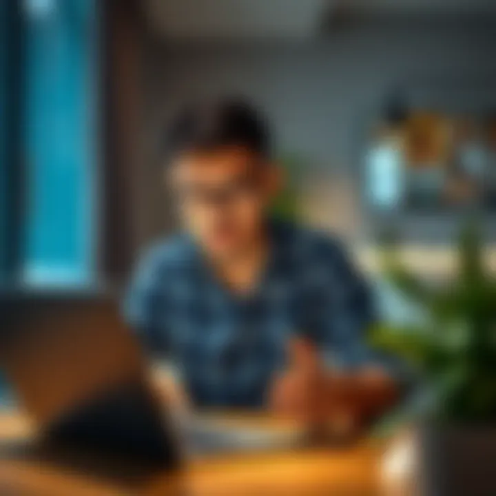 Evaluating Rental Listings for Studio Rooms Person evaluating rental listings on a laptop