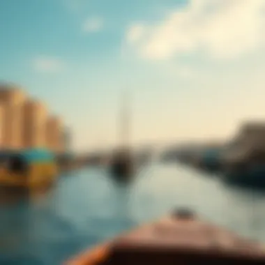 A glimpse of Dubai Creek and traditional dhows