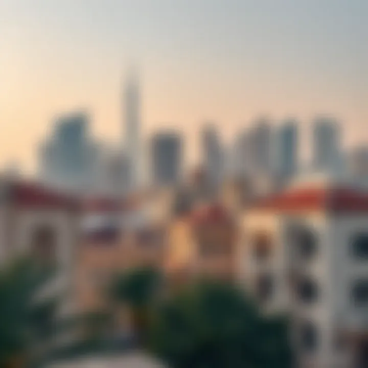 Modern skyline contrasting with historic buildings