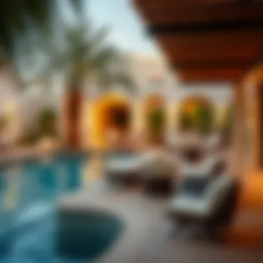 Chic Outdoor Lounge by the Pool Elegant outdoor seating area by a private pool