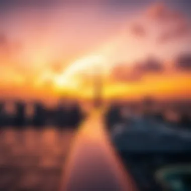 Stunning sunset view over Dubai coastline