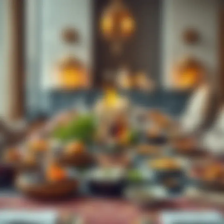 Traditional Iftar table set up with diverse culinary delights
