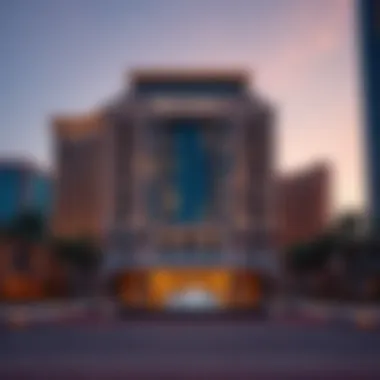 The stunning facade of The Ritz-Carlton Dubai International Financial Centre at dusk