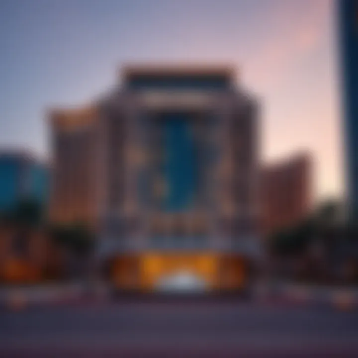The stunning facade of The Ritz-Carlton Dubai International Financial Centre at dusk