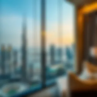 Stunning view from a luxury room overlooking the Dubai skyline