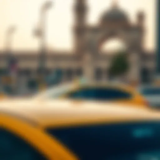 RTA Dubai taxi at a popular landmark