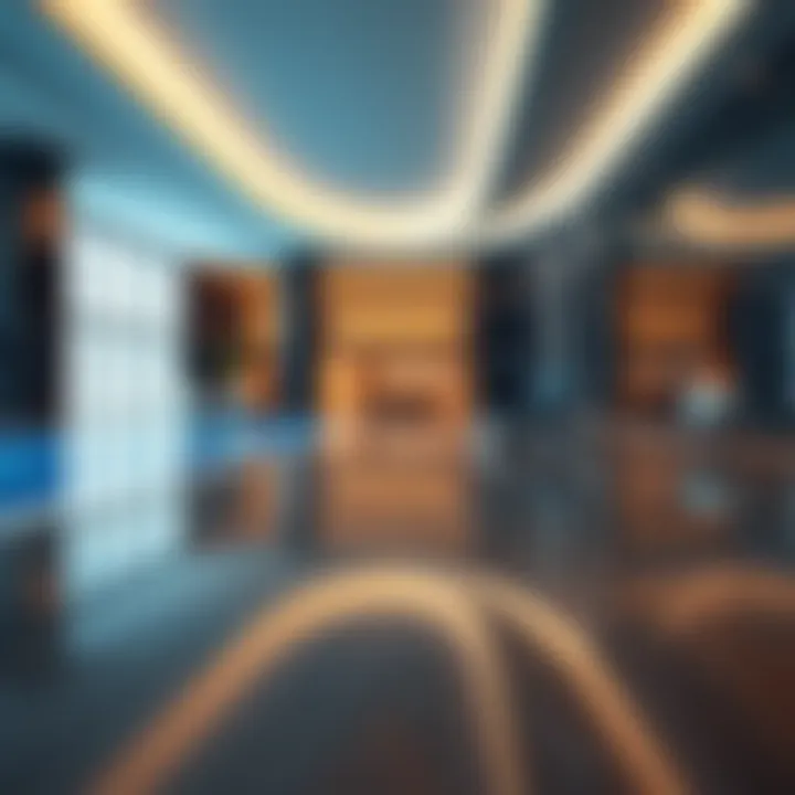 Interior amenities of South Heights Tower including pool and fitness center