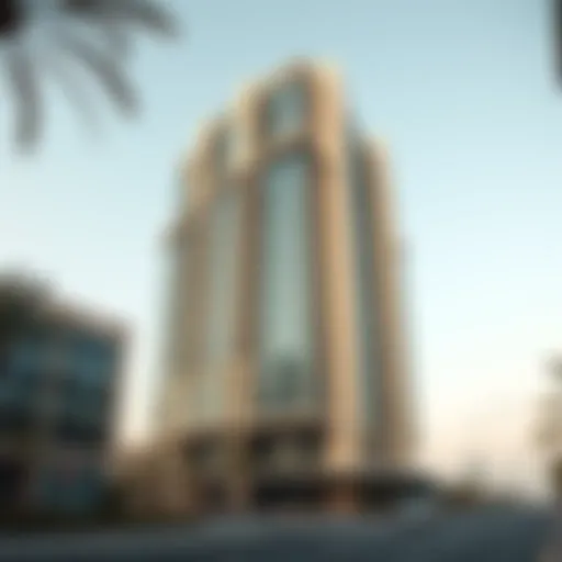 View of South Heights Tower from the street showcasing its modern architecture