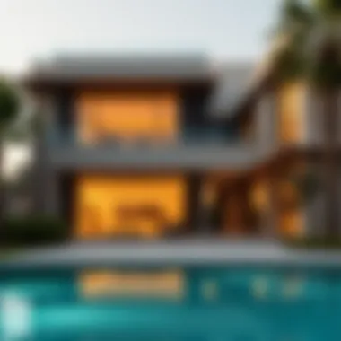 Luxurious villa exterior showcasing modern architectural design