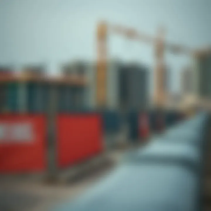 Construction site with visible noise barriers in Dubai