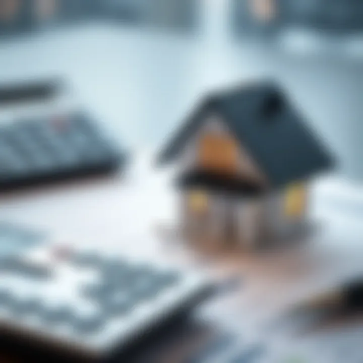 Conceptual image of a calculator and house model representing financial calculations