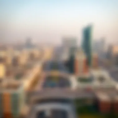 Vibrant Skyline of Al Qusais A panoramic view of Al Qusais showcasing its vibrant infrastructure and skyline.