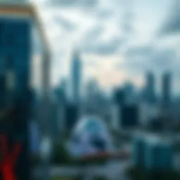 A modern city skyline reflecting globalization