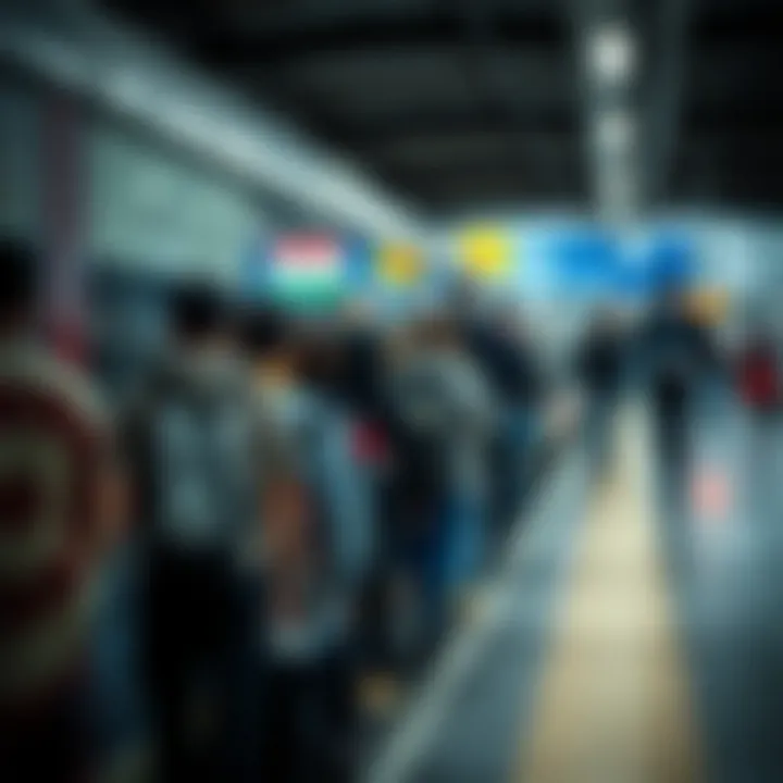 Commuters waiting at a platform