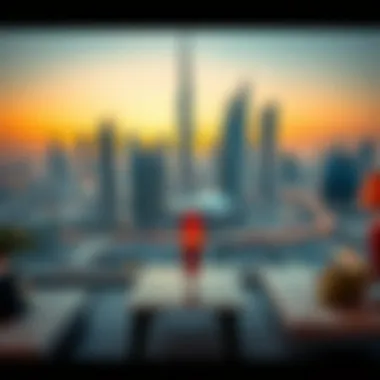 Dubai's Urban Landscape and Studio Living Vibrant skyline of Dubai highlighting urban living
