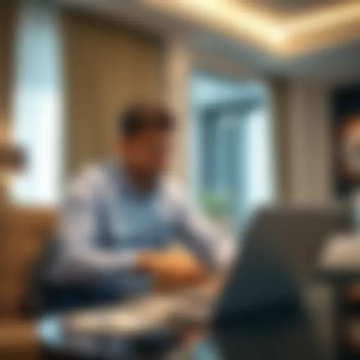 Navigating the Real Estate Market for Investments Investor analyzing real estate market trends on a laptop