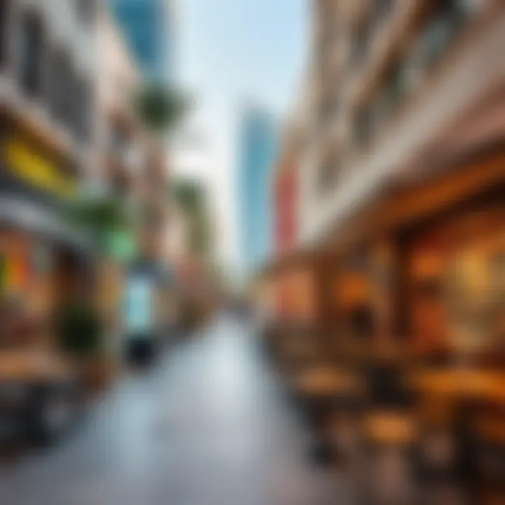 Trendy cafes and shops along Jebel Ali's main streets reflecting urban lifestyle