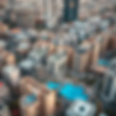 Aerial view of diverse properties in Dubai