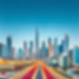 Visual representation of Dubai skyline with real estate icons
