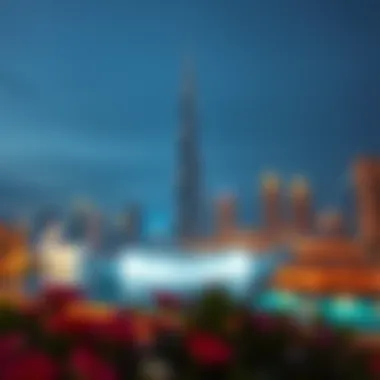 Panoramic view of the Burj Khalifa and surrounding attractions