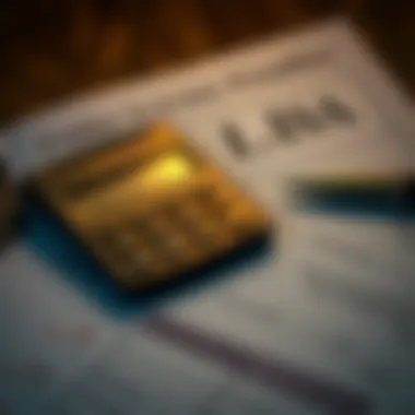 A calculator and legal documents representing fines and penalties