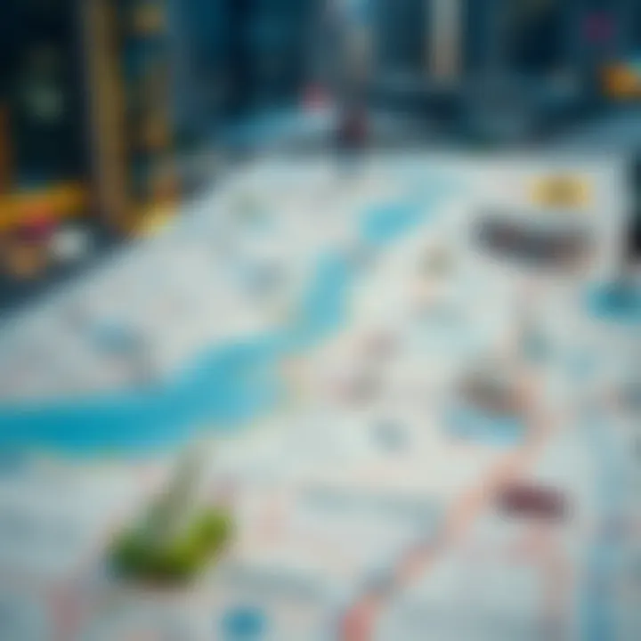 A map of Dubai highlighting tourist attractions