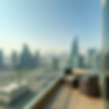 An unfurnished balcony offering breathtaking views of the Dubai skyline.