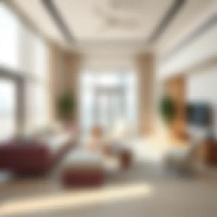 A contemporary unfurnished living room with natural light pouring in.