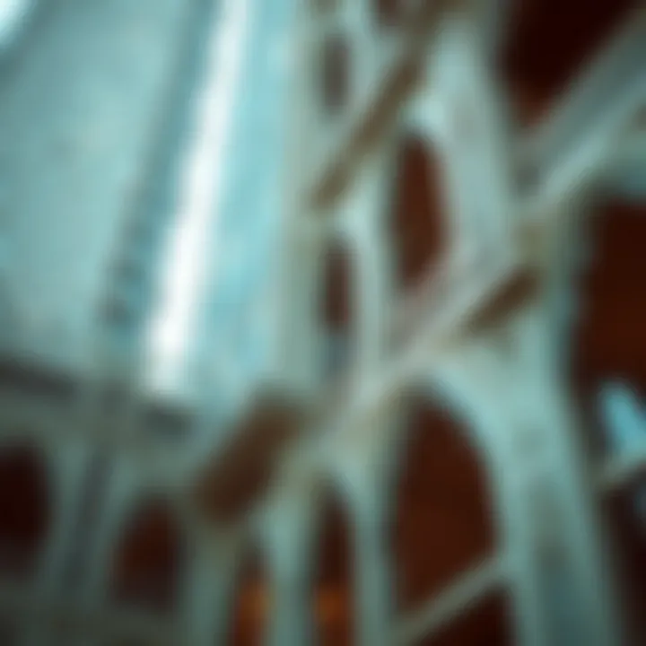 Intricate Architectural Features of Al Futtaim Tower Close-up shot of the intricate architectural details of Al Futtaim Tower