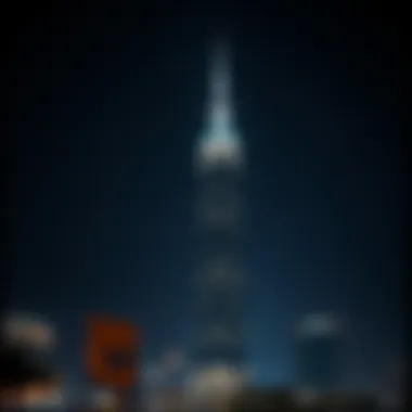 Al Futtaim Tower Illuminated at Night Nighttime photograph showcasing Al Futtaim Tower illuminated against the dark sky