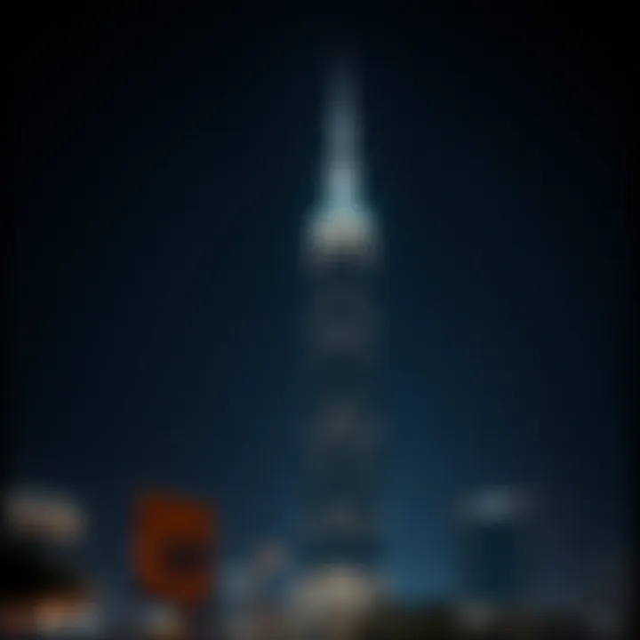 Al Futtaim Tower Illuminated at Night Nighttime photograph showcasing Al Futtaim Tower illuminated against the dark sky