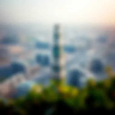 Panoramic Urban Landscape Featuring Al Futtaim Tower Panoramic view of Al Futtaim Tower with surrounding urban development