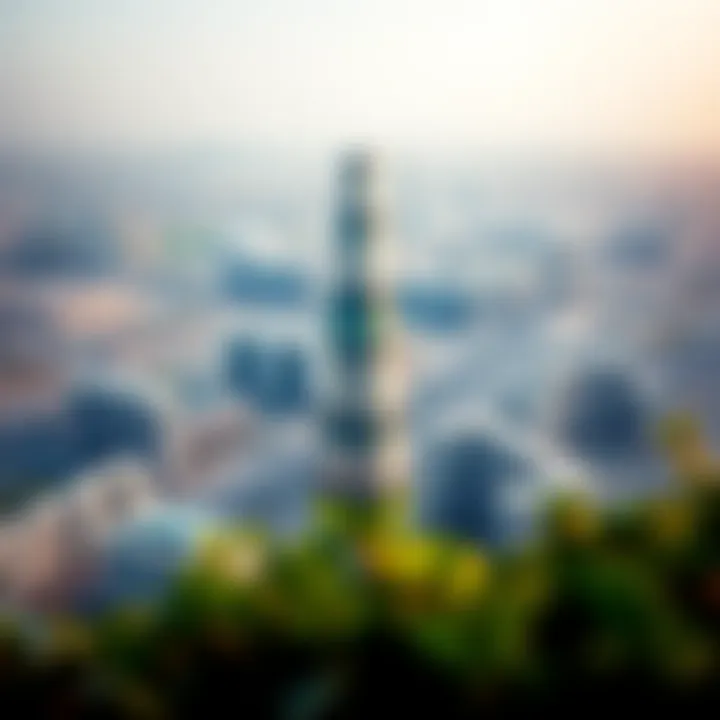 Panoramic Urban Landscape Featuring Al Futtaim Tower Panoramic view of Al Futtaim Tower with surrounding urban development